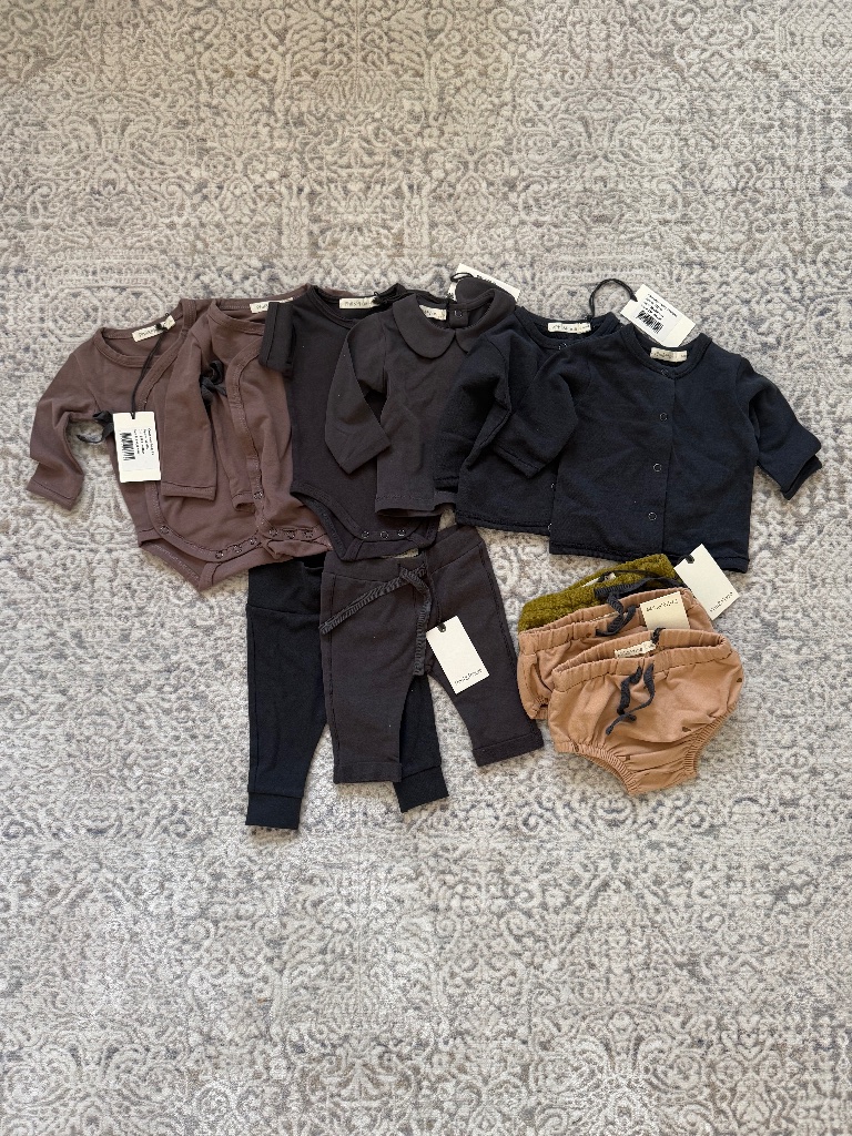 New - Organic Baby Clothes Bundle 0-3 Month In Grey By Phil&Phae (Europe)